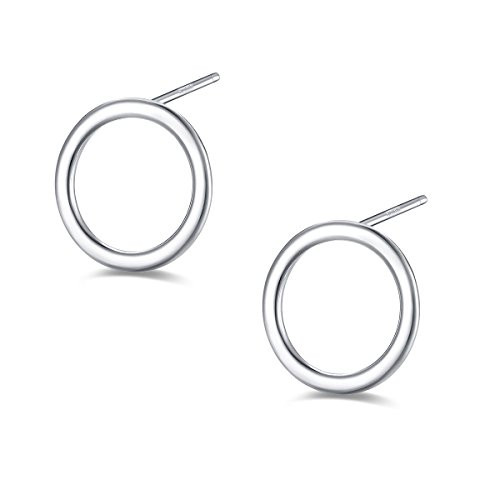 Minimalist 925 Sterling Silver handmade smooth geometric Circle Earrings for Women