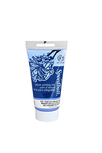 Speedball Water-Soluble Block Printing Ink 2_5-Ounce 75CC Fluorescent Blue