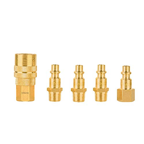 SUNGATOR Air Hose Fittings Quick Coupler and Plug Set 14 Industrial NPT Brass Air Tool Fittings Air Compressor Kit Connector Kit 5-Piece