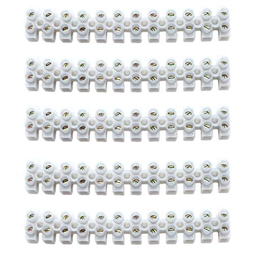 Dasunny 5 Pcs Screw Terminal Strip 380V 400V 10A Dual Row 12 Positions Electric Barrier Strip Block