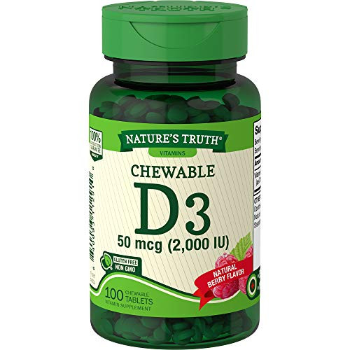 Chewable Vitamin D3 2000 IU  100 Tablets  Berry Flavor  Vegetarian Non-GMO Gluten Free  by Natures Truth