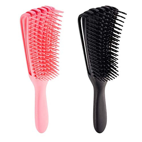2 Pieces Detangling Brush for Black Natural HairDetangler Brush for Hair Textured 3a to 4c CurlyNatural BlackCoilyWetFineThickLong Hair Easy to Clean Color combination B
