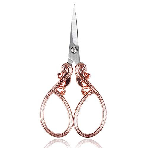 BIHRTC Little Scissors Small Sewing Scissors 4_5 Inch Stainless Steel Sharp Cross Stitch Scissors DIY Tools Dressmaker Shears Scissors for Craft Embroidery Needlework Artwork Rose Gold Scissors