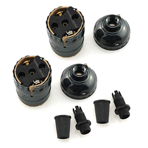 E-outstanding E26 E27 Lamp Socket 2PCS E26 E27 Metal Shell Light Sockets Black Lamp Base Lighting Accessories Light Bulb Holder Edison Vintage Lights