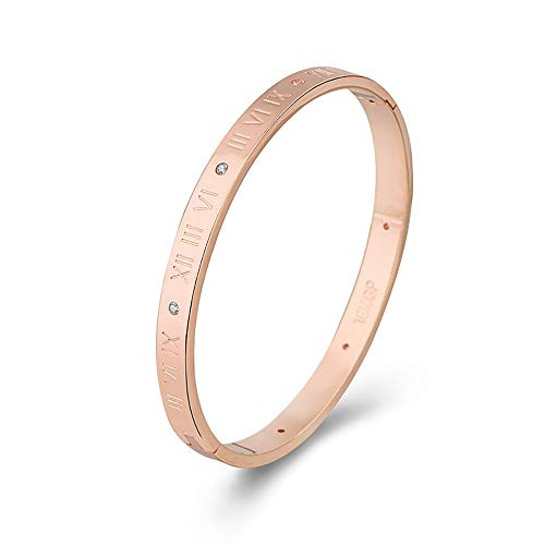 Womens Bangle Bracelets Roman Numerals Bangle Bracelets Cuff Bangle Stainless Steel CZ Rhinestone Bracelet for Couples Friends Womens Bangle Bracelets Roman Numerals Bangle Bracelets Cuff Bangle Stainless Steel CZ Rhinestone Bracelet for Couples Friends