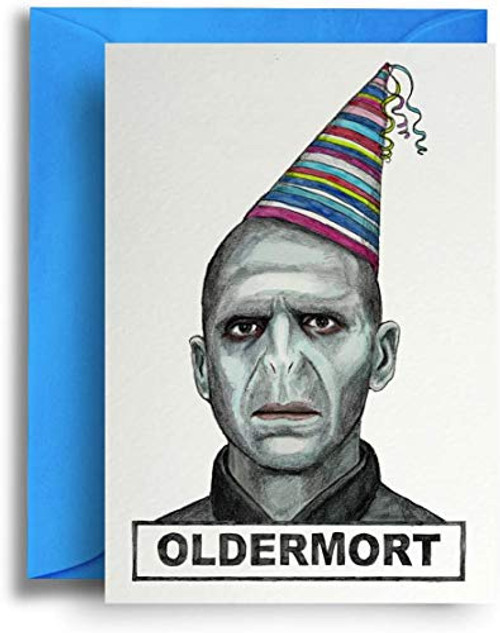 Modern Funny Stylish Greeting Card Blank Inside for Any Occasion Harry Potter Oldermort Design