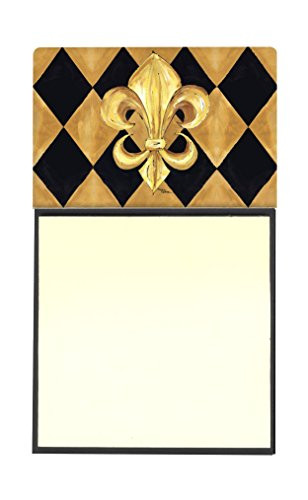 Caroline's Treasures Black and Gold Fleur de lis New Orleans Refillable Sticky Note Holder or Postit Note Dispenser, 3.25 by 5.5", Multicolor