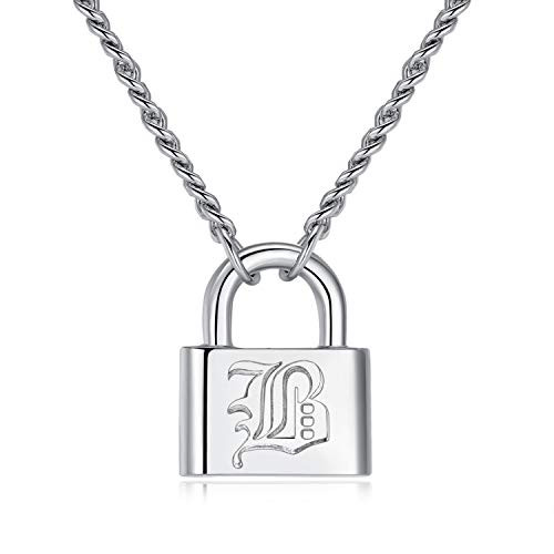Joeyan Lock Initial Necklace Letter B 