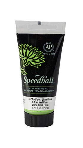 Speedball Water-Soluble Block Printing Ink 2_5-Ounce 75CC Fluorescent Lime Green