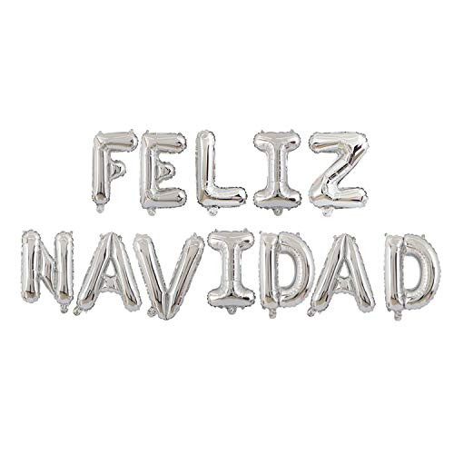 Feliz Navidad Silvery Balloons Happy Birthday Balloons Aluminum Foil Feliz Navidad Banner Balloons for Feliz Navidad Decorations Party Decorations