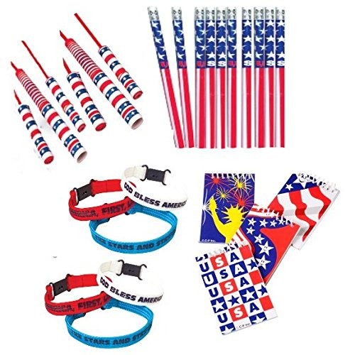 GCC Patriotic American Flag Party Favors Set (4th of July Party Supplies)