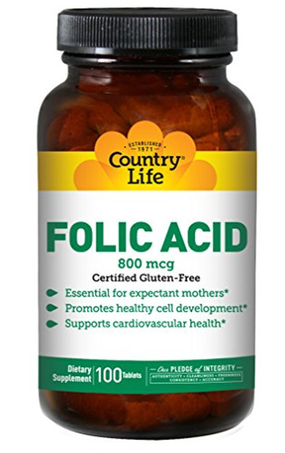 Country Life Folic Acid 800 mcg 100 Tablets