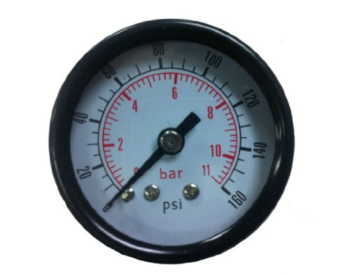 PneumaticPlus Air Pressure Gauge for Air Compressor WOG Water Oil Gas 1-12 Dial Center Back Mount 18 NPT 0-160