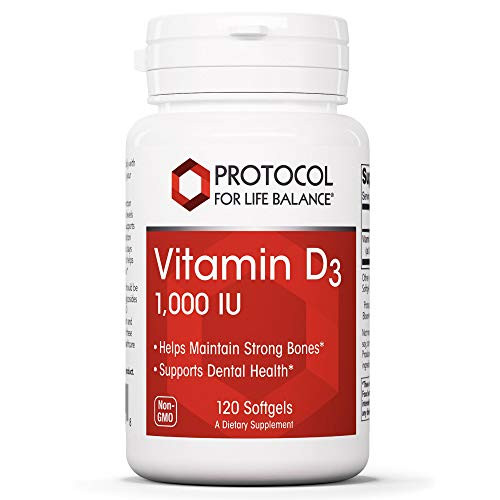 Protocol For Life Balance - Vitamin D3 1000 IU - Supports Calcium Absorption Bone and Dental Health Immune System Function Nervous System and Cognitive Function - 120 Softgels