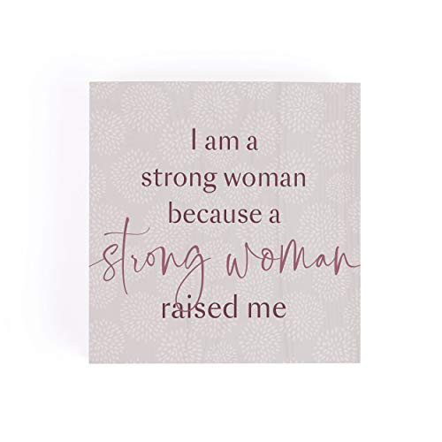 P_ Graham Dunn Strong Woman Raised Me Floral Cream 3_38 x 3_38 Pine Wood Word Block Plaque