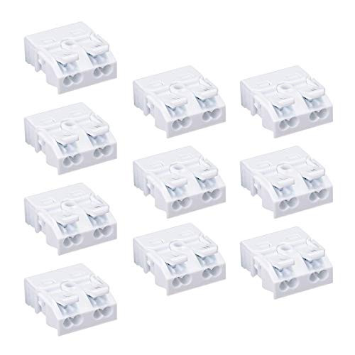 uxcell Spring Wire Connectors Quick Cable Connector Press Type Terminal Barrier Block 2 Ways 10pcs