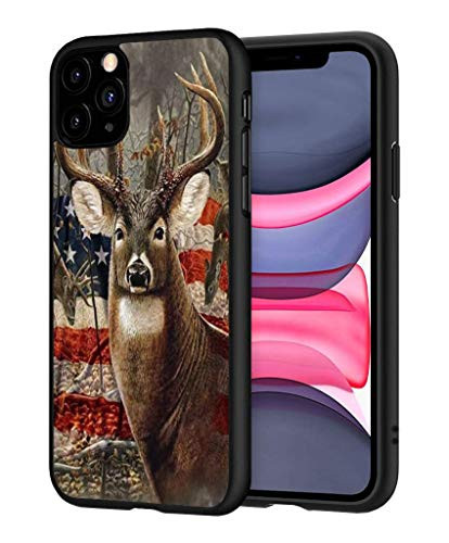 iPhone 11 Pro Case BWOOLL Slim Anti-Scratch Flexible Shock Absorbent Silicone Protective Case Cover for iPhone 11 Pro 2019 5_8 inch - Deer with American Flag