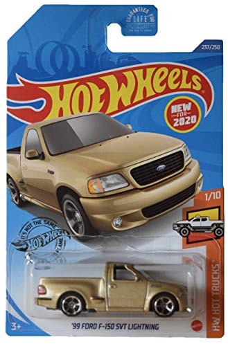 DieCast Hotwheels 99 Ford F 150 SVT Lightning Gold 237250 Hot Trucks 110