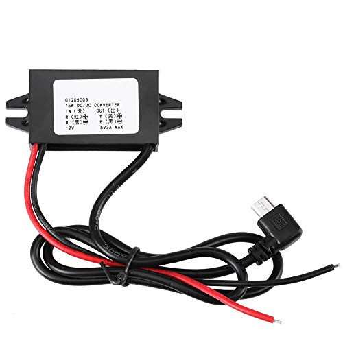 DC DC 12V to 5V Converter Waterproof Voltage Step Down Regulator 5V 3A Output Power Step-Down Module Single Right Angle USB Voltage Buck Converter for Smartphone Car Stereo