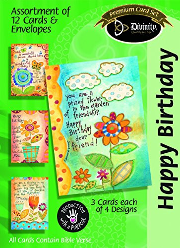 Divinity Boutique Greeting Card Assortment - Happy Birthday Flowers 23266N
