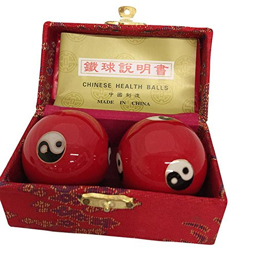 Baoding Balls Chinese Health Massage Exercise Stress Balls - Red Yinyang 3