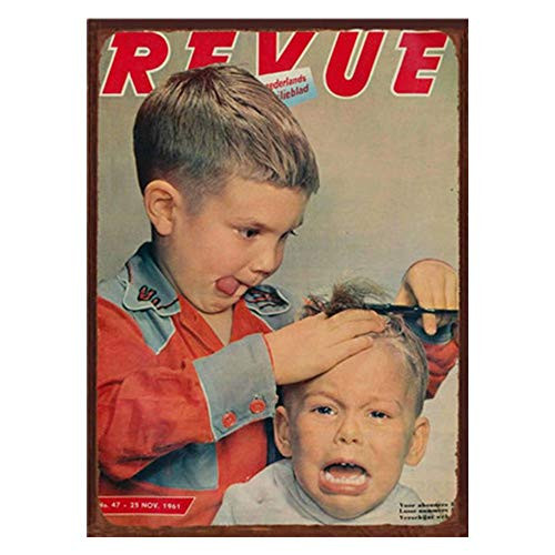 YOMIA Funny Home Decor Signs for Cave Man Accessories Metal Picture Retro Posters Decorations- Barber Poster 20x30cm