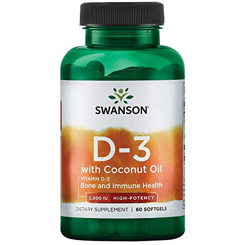 Swanson Vitamin D-3 with Coconut Oil 60 Sgels