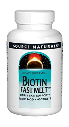 Biotin 10000 mcg Hair Skin and Nail Support by Source Naturals_ Non-GMO Vegetarian 60 Fast Melt Tablets