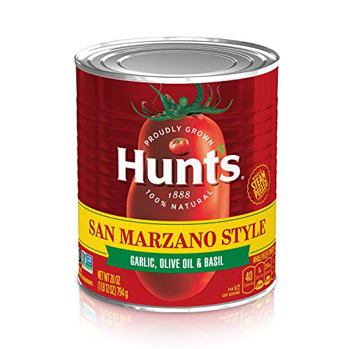 Hunts Whole Tomatoes San Marzano Style Garlic Olive Oil   Basil Keto Friendly