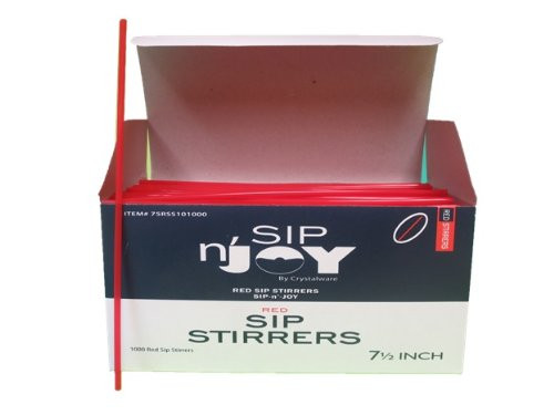 Crystalware Plastic Sip Stirrers 7 1/2 Inch 1000/box, Red