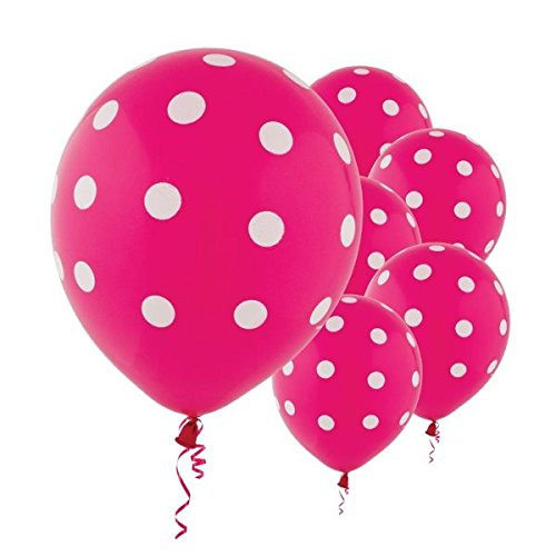 Amscan Bright Pink Dots All Over Print Latex Balloons