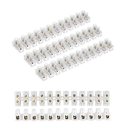 uxcell Terminal Strip Screw Terminal Barrier Block 10A 12 Position Dual Row Type H Wire Connector 5pcs