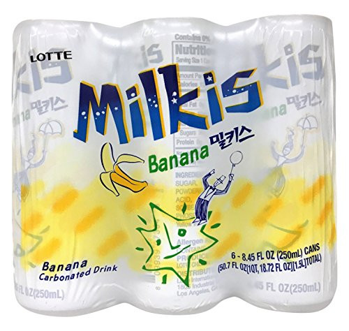 Lotte Milkis Soda Beverage Banana 8_5 Fluid Ounce Pack of 6 Yellow