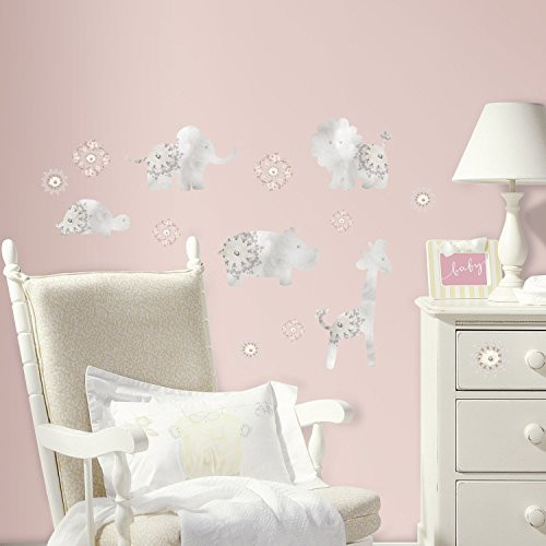 RoomMates Kathy Davis Gray Baby Animals Peel And Stick Wall Decals