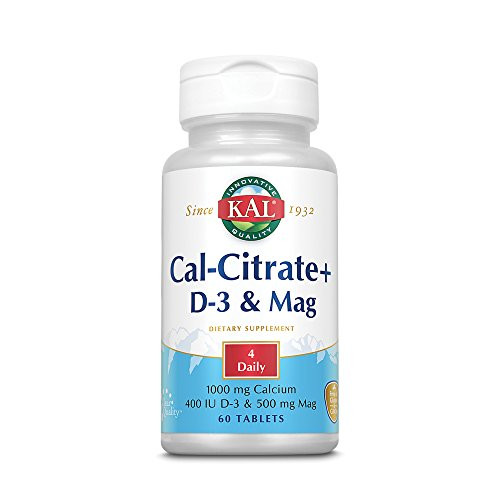 KAL Cal-Citrate Plus 1000mg Blend of Calcium Citrate Magnesium and Vitamin D-3 for Healthy Bones Teeth No Gluten Non-GMO 60 Tablets KAL Cal-Citrate Plus 1000mg Blend of Calcium Citrate Magnesium and Vitamin D-3 for Healthy Bones Teeth No Gluten Non-GMO 60 Tablets