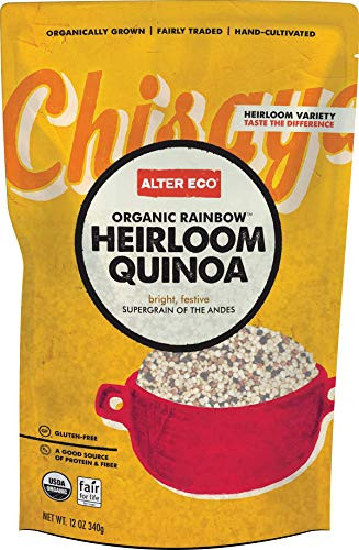 Alter Eco  Organic Rainbow Heirloom Quinoa  Fair Trade Gluten Free Non-GMO Carbon Neutral Quinoa  12 oz Bag