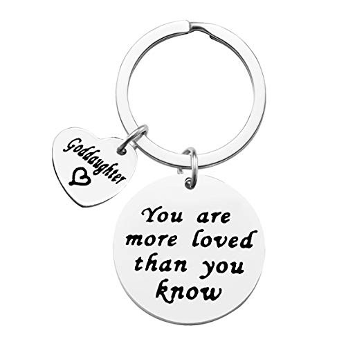 Goddaughter Keychain Gift You are More Loved Than You Know Goddaughter Keychain First Communion Gift Adult Bapitism Gift Religious Jewelry Birthday Present Personalized Key Chain