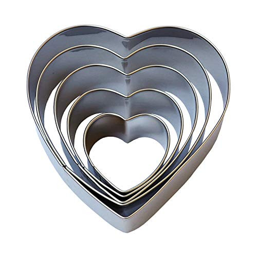 Heart Cookie Cutter Set - 5 Piece - 4 3 25 2 34 2 15 1 58 Heart Shaped Biscuit Cutters