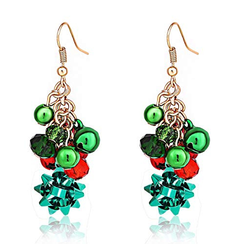 XOCARTIGE Christmas Earring Set Jingle Bell Drop Dangle Earrings Holiday Party Gift for Women Girls F 1 Pair Bow XOCARTIGE Christmas Earring Set Jingle Bell Drop Dangle Earrings Holiday Party Gift for Women Girls F 1 Pair Bow