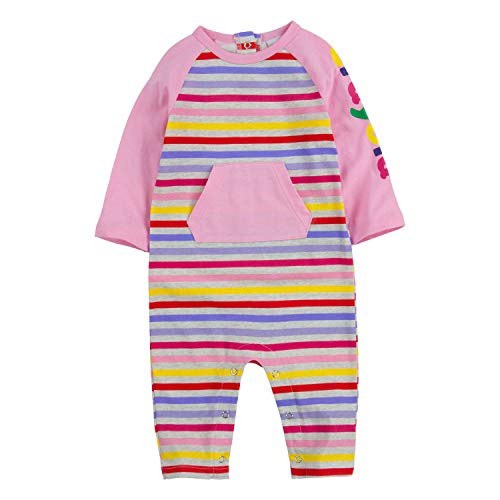 Crayola Childrens Apparel Baby Long Sleeve Coverall Bodysuit Pink PetalStripe 03M