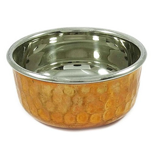 ibaexports Traditional Indian Serving Bowl Stainless Steel Copper Dinnerware Katori Utensil
