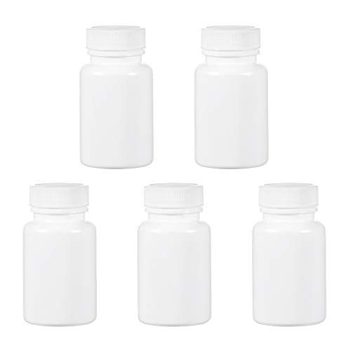 uxcell Plastic Lab Chemical Reagent Bottle 100g Wide Mouth Sample Sealing Solid Storage Container 5pcs