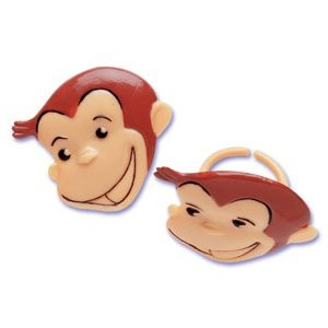 Bakery Crafts Curious George Cupcake Rings, Approx. 1.5", Food Safe (24 CT)