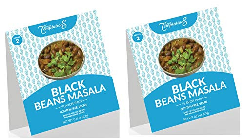 VEGAN BLACK BEANS MASALA INDIAN FOOD SPICES by Flavor Temptations_ Home Cook CURRY Dishes with Beginner Seasoning Set_ Gluten free Salt free_ 2 Packs Total 4 Servings_
