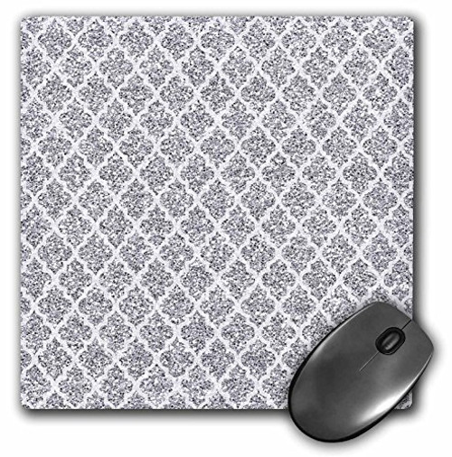 3D RoseSilver Glitter Effect Moroccan Quatrefoil Pattern Matte Finish Mouse Pad - 8 x 8 - mp-210939-1