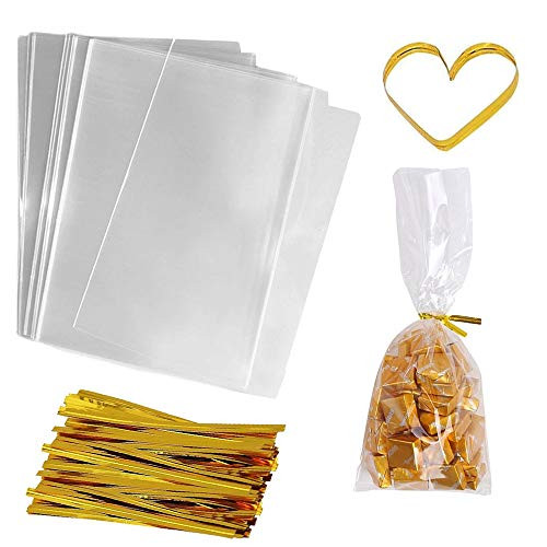 Cellophane Bags 200 PCS Clear Flat Cello Treat Bags Party Favor Bag for Gift Bakery Cookies Candies with 200 Twist Ties 4x6 Cellophane Bags 200 PCS Clear Flat Cello Treat Bags Party Favor Bag for Gift Bakery Cookies Candies with 200 Twist Ties 4x6