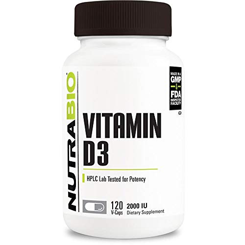 NutraBio Vitamin D 2000 IU - 120 Vegetable Capsules