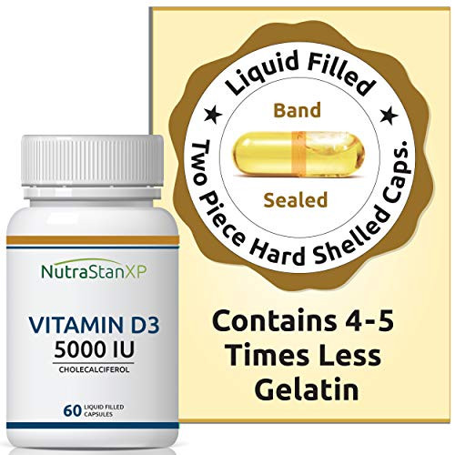 NutrastanXP Vitamin D3 Cholecalciferol Supplement for Men Women 5000 IU - 60 Liquid Filled Capsules