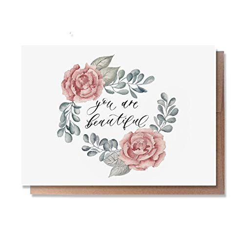 Wunderkid You Are Beautiful Anniversary Card for Her Individual Blank inside