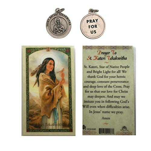 St_ Kateri Tekakwitha Laminated Prayer Card and Medal Patron Saint of the Environment and Ecology